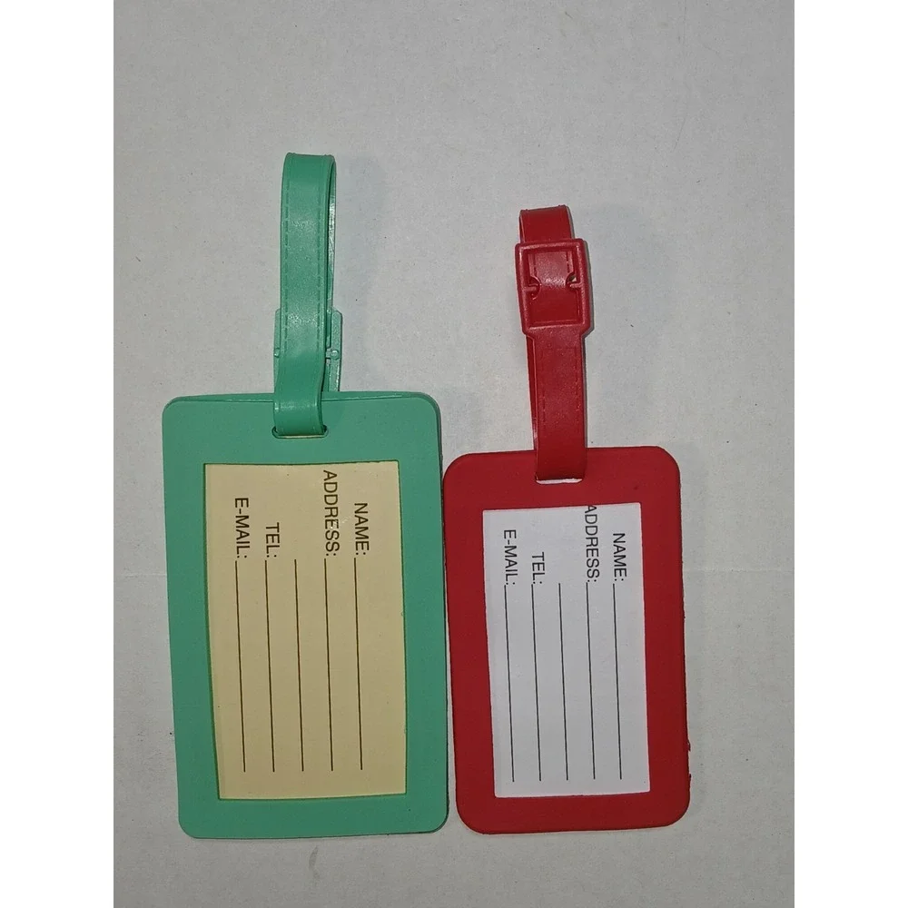 NANETTE LEPORE Luggage‎ Tag Red Mint-Green Rubber-like With Embossed Logo LOT 2